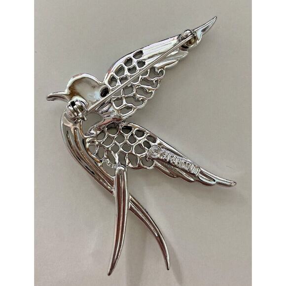 Vintage Signed Sarah Coventry Silver Tone Bird Brooch SKU PB75 - Picture 2 of 5
